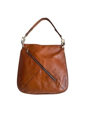 CHRISTOPHER KON ~ Chic Large Camel Tan Leather Shoulder Bag w/Gold Hardware